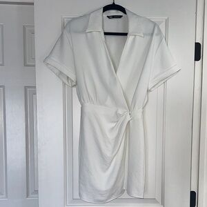 Zara Cream Mini Wrap Dress